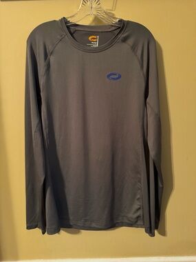 Men's O’Rageous Grey Long Sleeve Performance Tee with Blue Logo